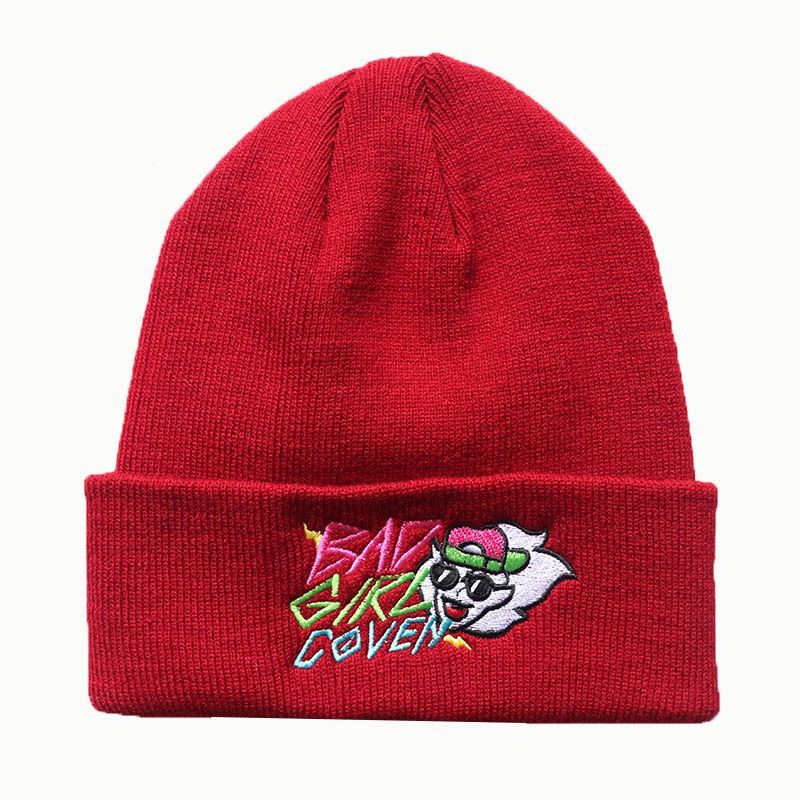 Men And Women Fashion Cartoon Character Embroidery Knitted Autumn Winter Outdoor Hexagonal Woolen Hat Warm_voghion.com