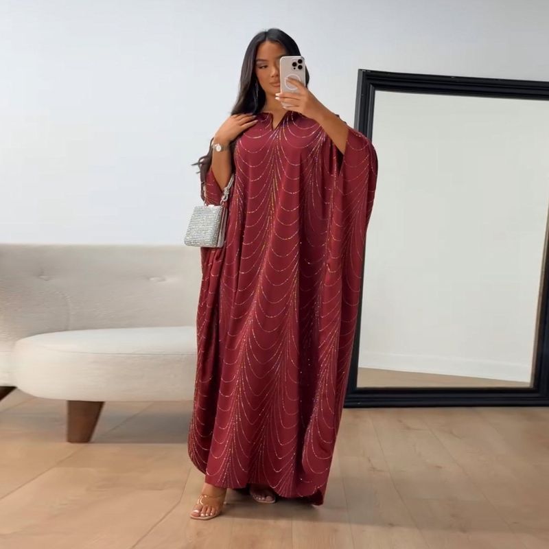 Women's Clothing Modest Spring And Summer New Women's Fashion Loose Hot Diamond Robe Dress_voghion.com