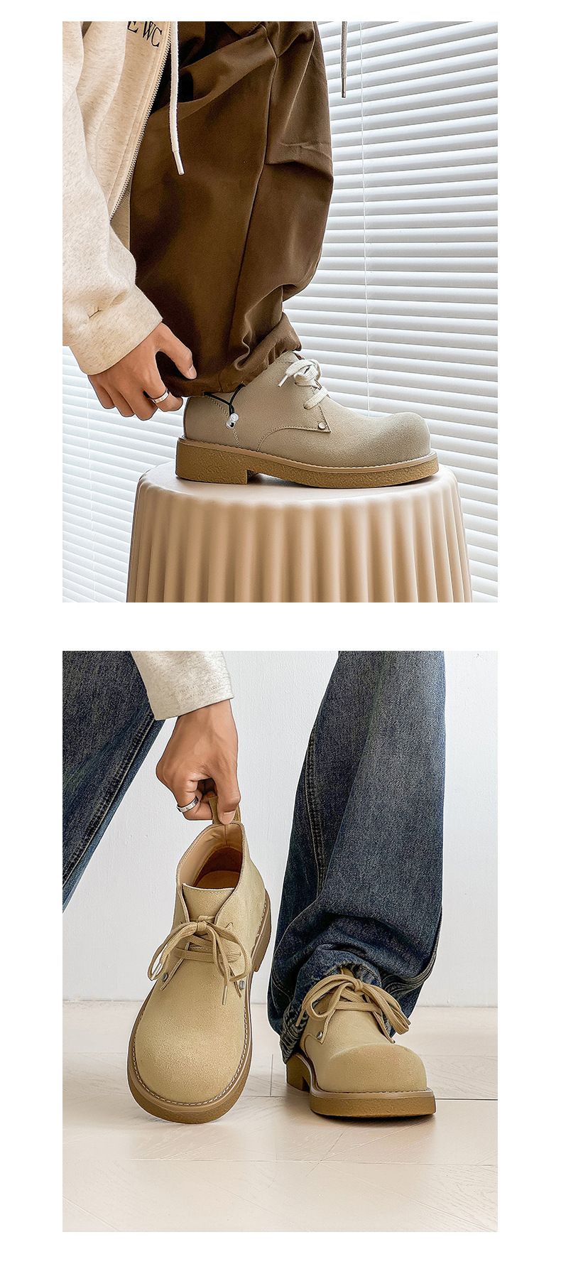Bottes Martin japonaises rétro en velours de vache pour hommes, chaussures derby à grosse tête, bottes d'outillage courtes_voghion.com