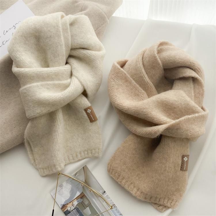 2025 New Trendy And Easy To Match Small Scarf Women's Autumn And Winter Soft Waxy Knitted Imitation Cashmere Neck Protection Scarf_voghion.com