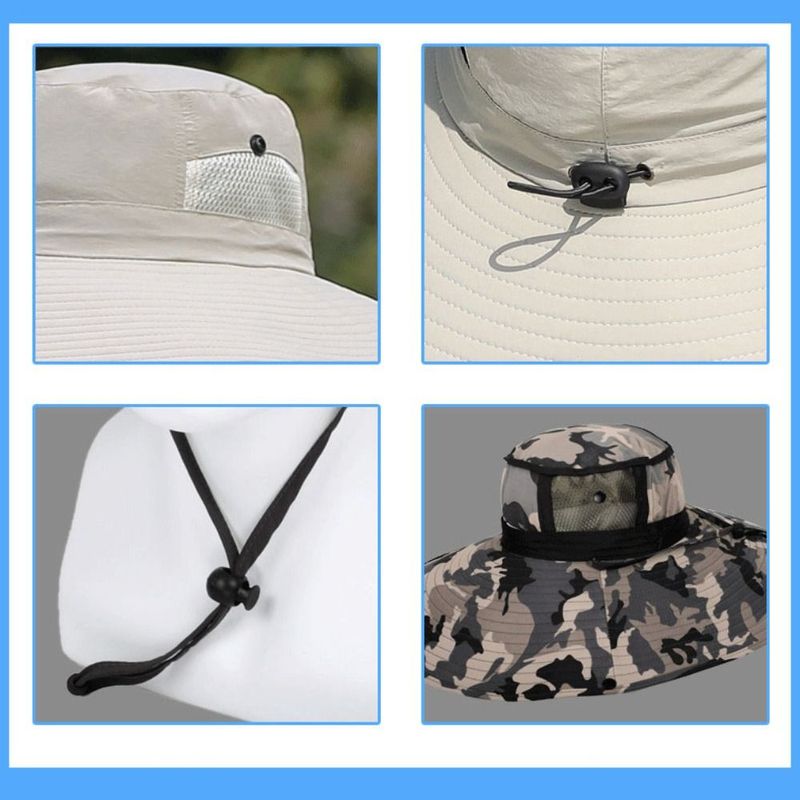 Neu eingetroffen Sonnenschutz Eimer Sommer Winddicht Atmungsaktiv Sonnenhut Großen Kopf Größe Fisherman Cap Männer_voghion.com