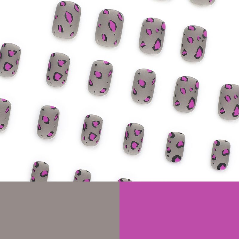 Wearing Nails, Spicy Girl Pink Leopard Pattern Nail, Gray MINI Type A Wearable Nails_voghion.com
