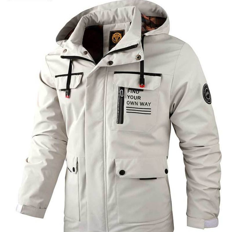 Casual Parka Autumn Winter Hooded Jacket Men's Coat Solid Color Outdoor Fashion_voghion.com