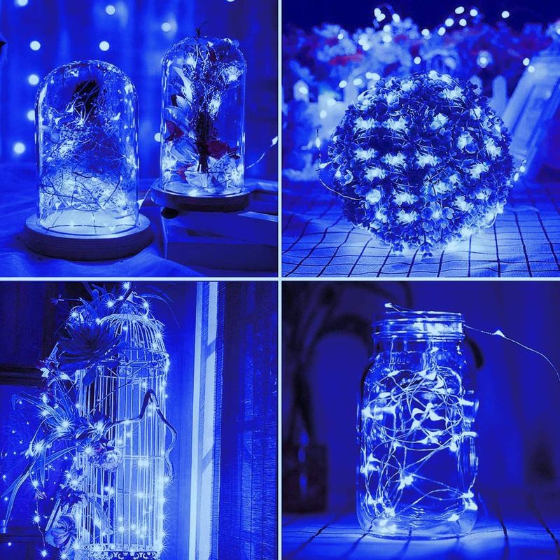 Solar-Lichterkette mit 8 Modi, wasserdicht IP65, Fernbedienung, für Garten, Terrasse, Außendekoration (7 m/50 LEDs, warmweiß und mehrfarbig)_voghion.com
