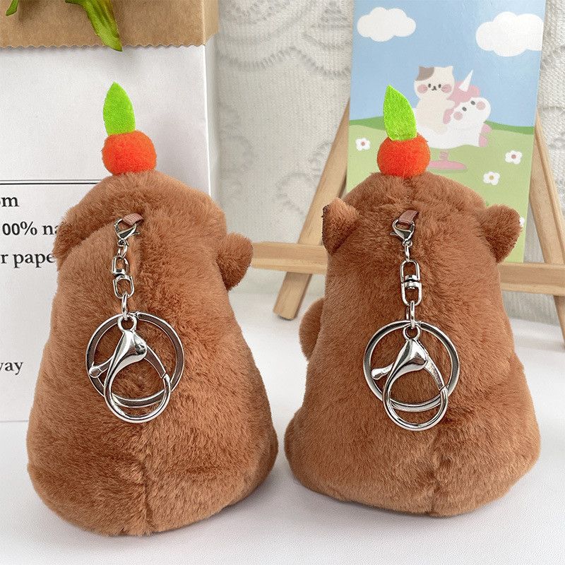 Porte-clés adorable capybara en peluche faisant des bulles, accessoire de sac charmant, parfait pour les couples._voghion.com