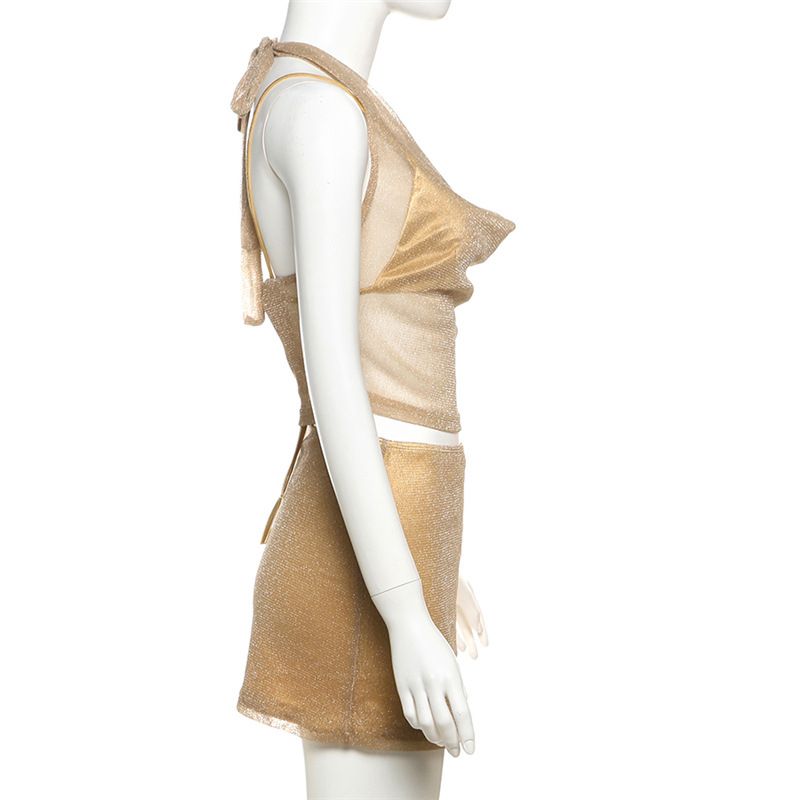 Completo intimo sexy da donna, in seta brillante, con scollo all'americana, gonna a tre pezzi_voghion.com