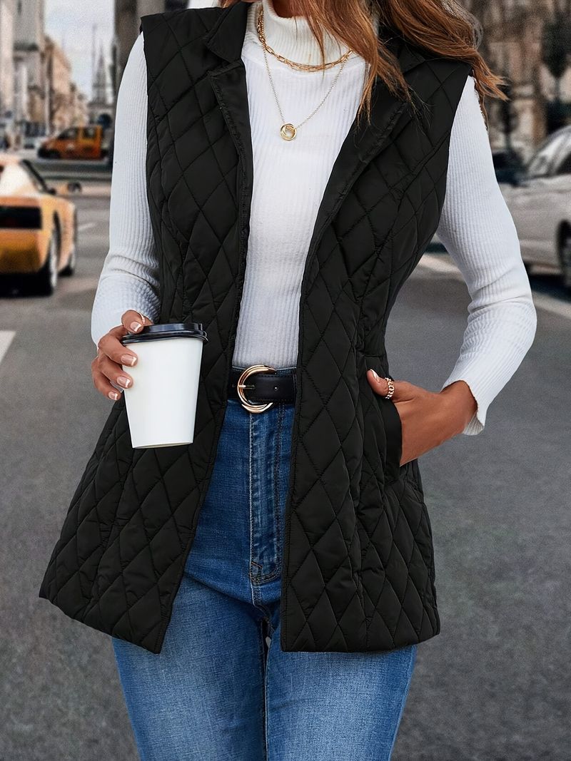 Giacca imbottita in cotone da uomo/donna - leggera, foderata in caldo pile, collo alto, lunghezza media, stile casual retrò (nero, S/M/L/XL)_voghion.com