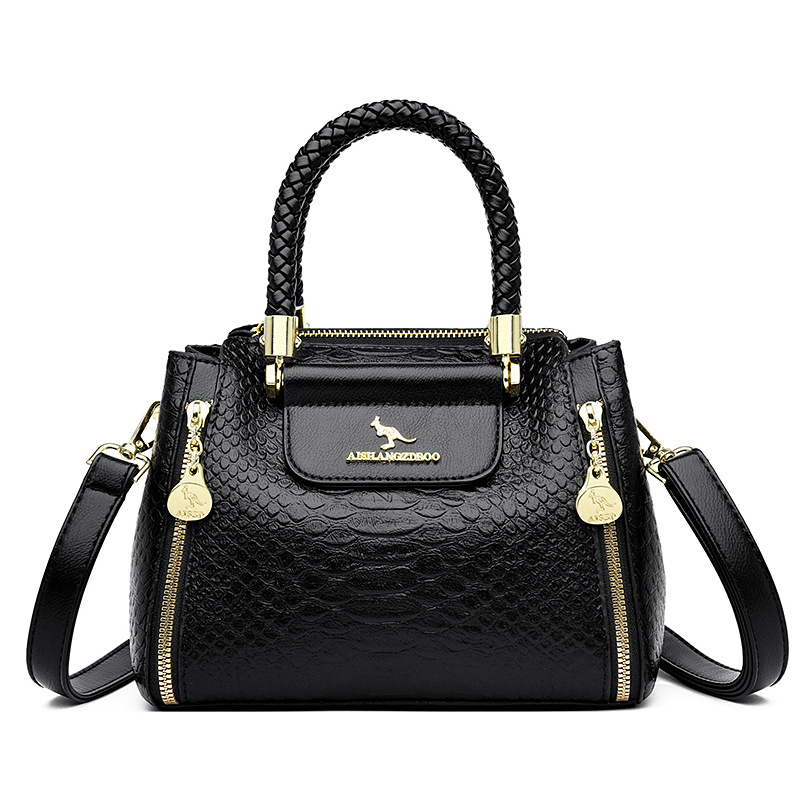 Borsa a mano di grande capacità in vera pelle morbida da banco di canguro nuova borsa da mamma di mezza età con stampa coccodrillo monospalla a tracolla_voghion.com