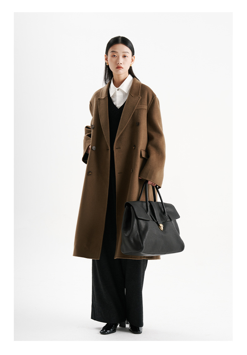 Qiu Zhen Plant Tanned Head Layer Cowhide Handheld Briefcase for Women's High Grade Genuine Leather Bag Retro Large Capacity Commuter Bag_voghion.com