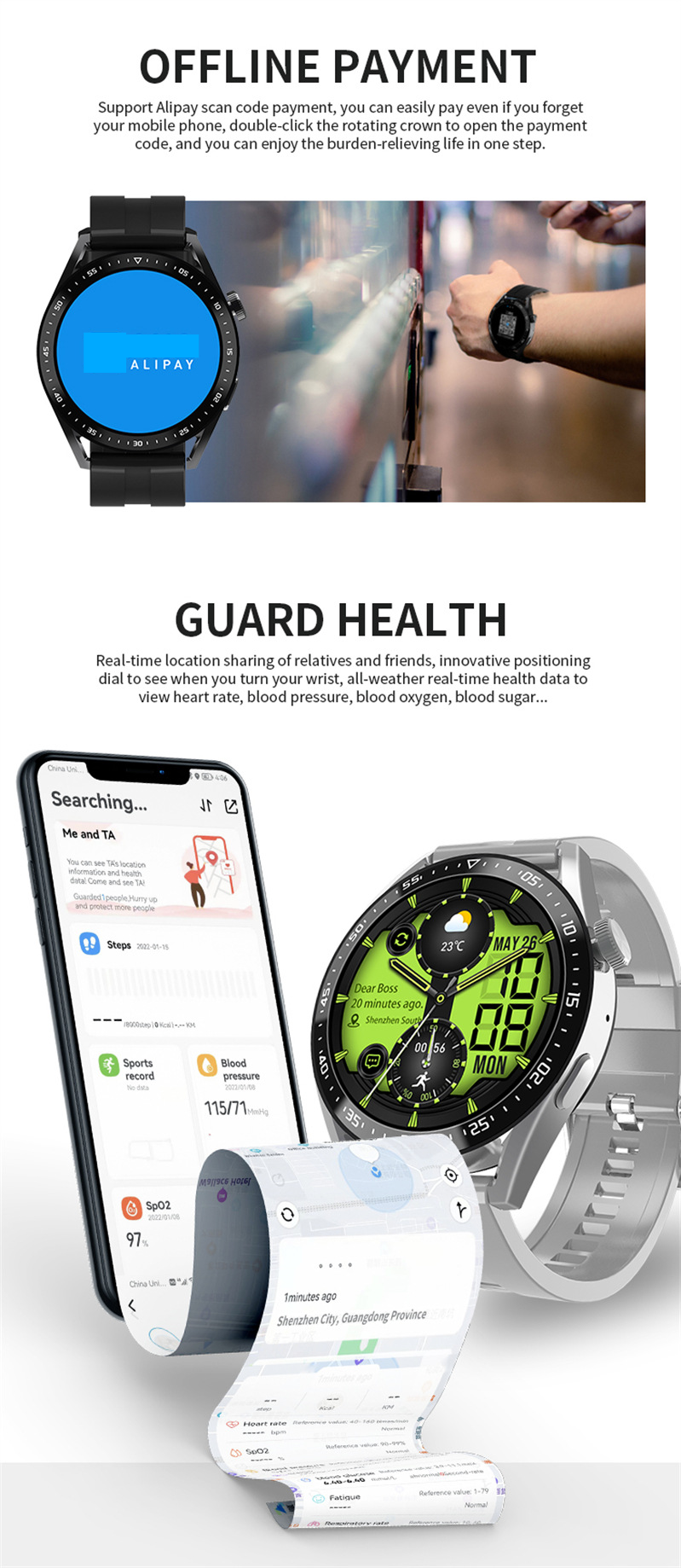 Nouveau HW28 charge sans fil paiement hors ligne Bluetooth appel vocal mot de passe écran de verrouillage vérification de la glycémie Bracelet de montre intelligente_voghion.com