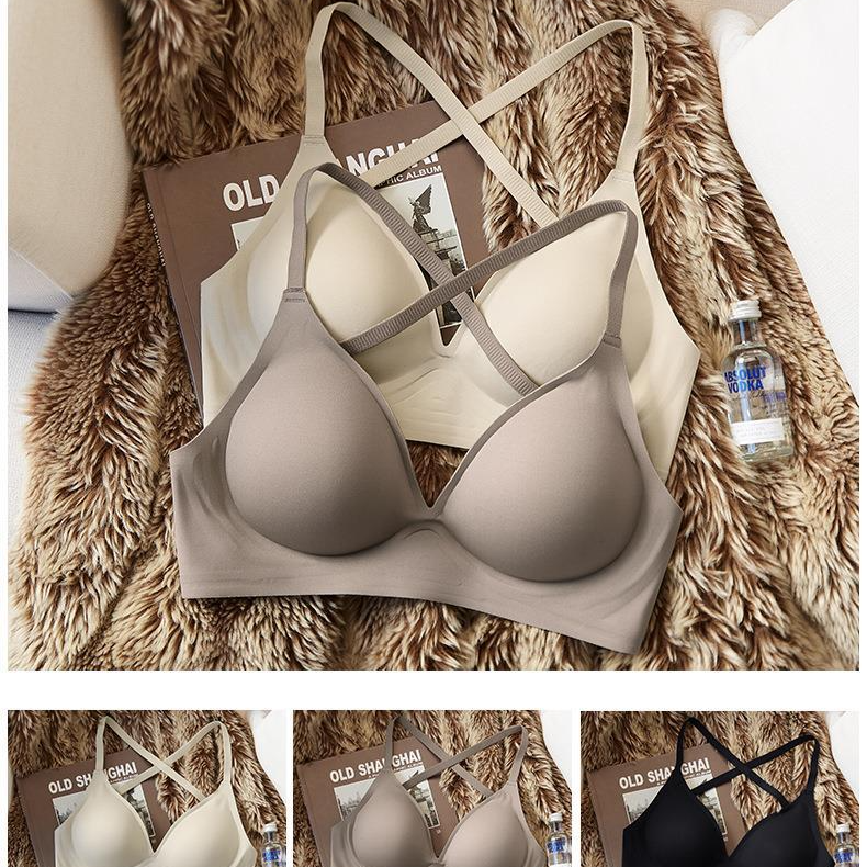 Expanded seamless underwear women's small breasts show big waist thin gather bra U-shaped large open back beautiful back sexy bra_voghion.com