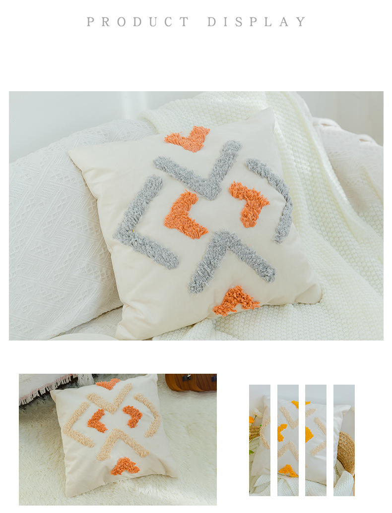 Modern Bracket-Pattern Pillow Cover - Polyester Holland Velvet Cushion Case For Office & Living Room (Nap Support Zipper Closure Easy Care)_voghion.com