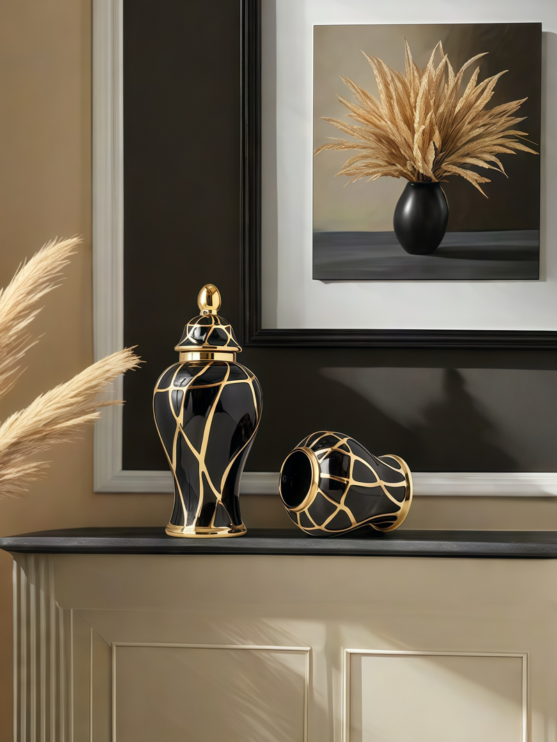 1pc Crack Shape With Lid Can Be Filled With Water, Ceramic Vase, High-quality Interior Ornaments, Flower Arrangement, Vase_voghion.com