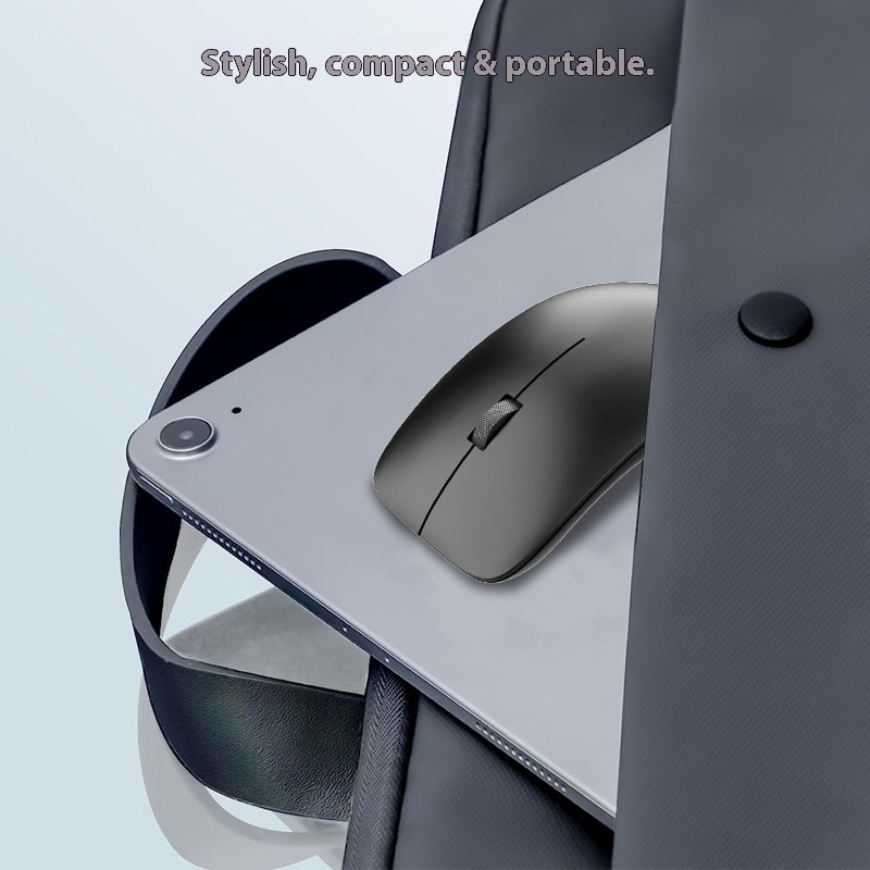 Wireless Mouse – 2.4G Slim Silent Click, 3-Button Ergonomic Design, 1600DPI Adjustable For Laptop/PC/Mac (Black/Silver)_voghion.com