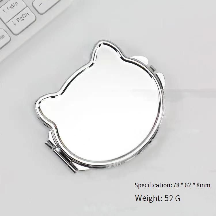 Eleganter Katzen-Kompaktspiegel mit Strasssteinen – tragbarer, klappbarer Schminkspiegel, süßer Kosmetikspiegel (geschenkfertig, PU-Rahmen, leicht)_voghion.com