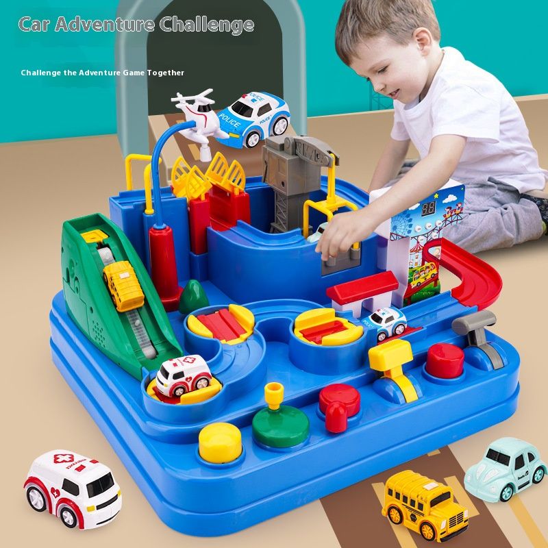 Interactive Car Adventure Track Set – DIY Parking Garage & Train Tracks For Kids, Brain Development Toy (Boys & Girls, Educational Gift)_voghion.com