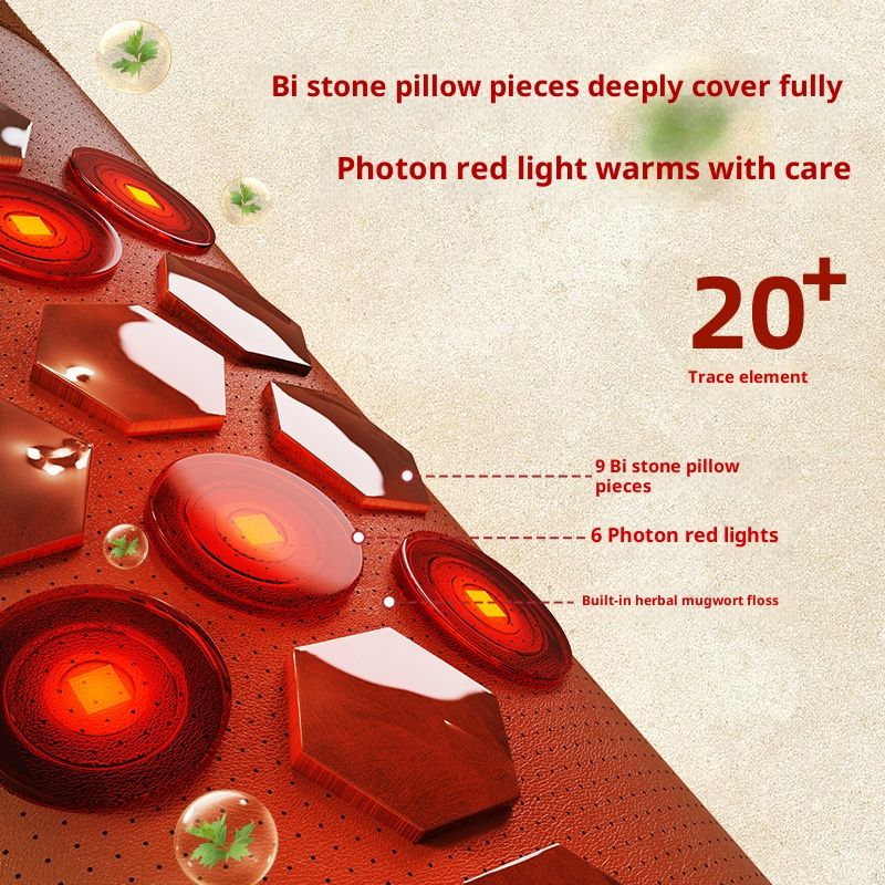 J2 Bian Stone Red Light Mugwort Cervical Pillow - Heating Massage Neck Support For Back Pain Relief, USB-Powered With Thermal Therapy_voghion.com