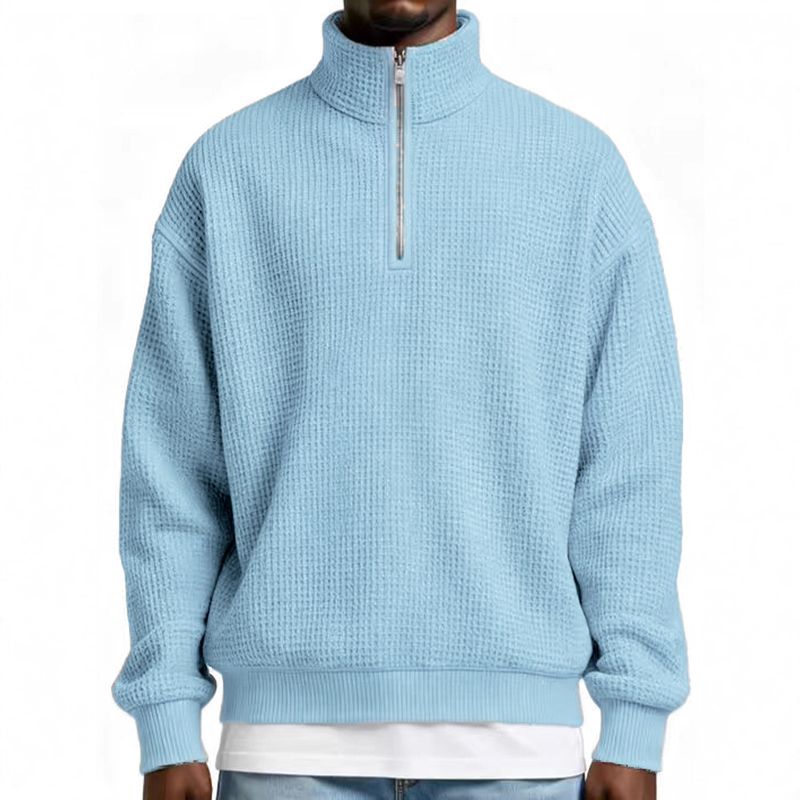 Herren-Kapuzenpullover mit Reißverschluss und Waffelstruktur – Leichter Freizeitpullover für Sport und Streetwear (mehrere Farben und Größen)_voghion.com