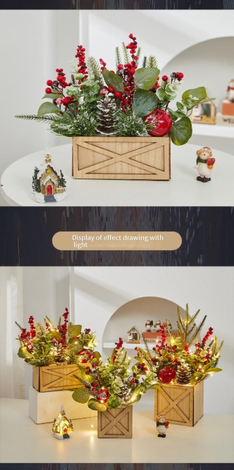 Mini albero di Natale rosso con luci – Decorazione natalizia da tavolo in legno per casa, ufficio e decorazioni festive (diverse dimensioni e opzioni di illuminazione)_voghion.com