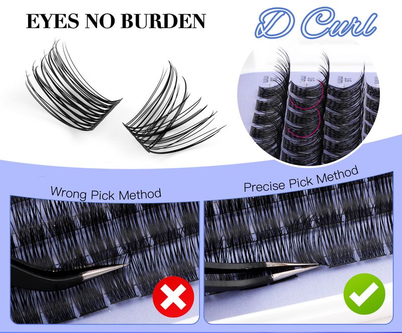 Grenzüberschreitend, neu, 416 Büschel dichter, gemischter einzelner Büschel falscher Wimpern, Set mit 10 Stück 18 mm, DIY-segmentierte Wimpern_voghion.com