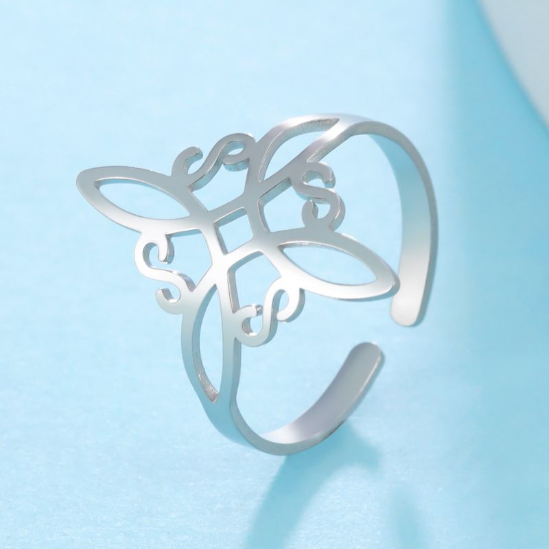 Small Accessories Titanium Square Celtic Knot For Women Stainless Steel Open Ring_voghion.com
