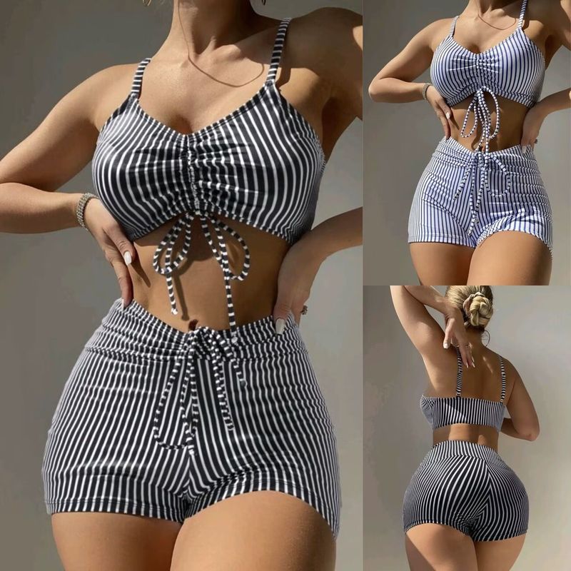 Maillot de bain deux pièces pour femme, boxer taille haute, bikini sexy pour célébrités d'Internet_voghion.com