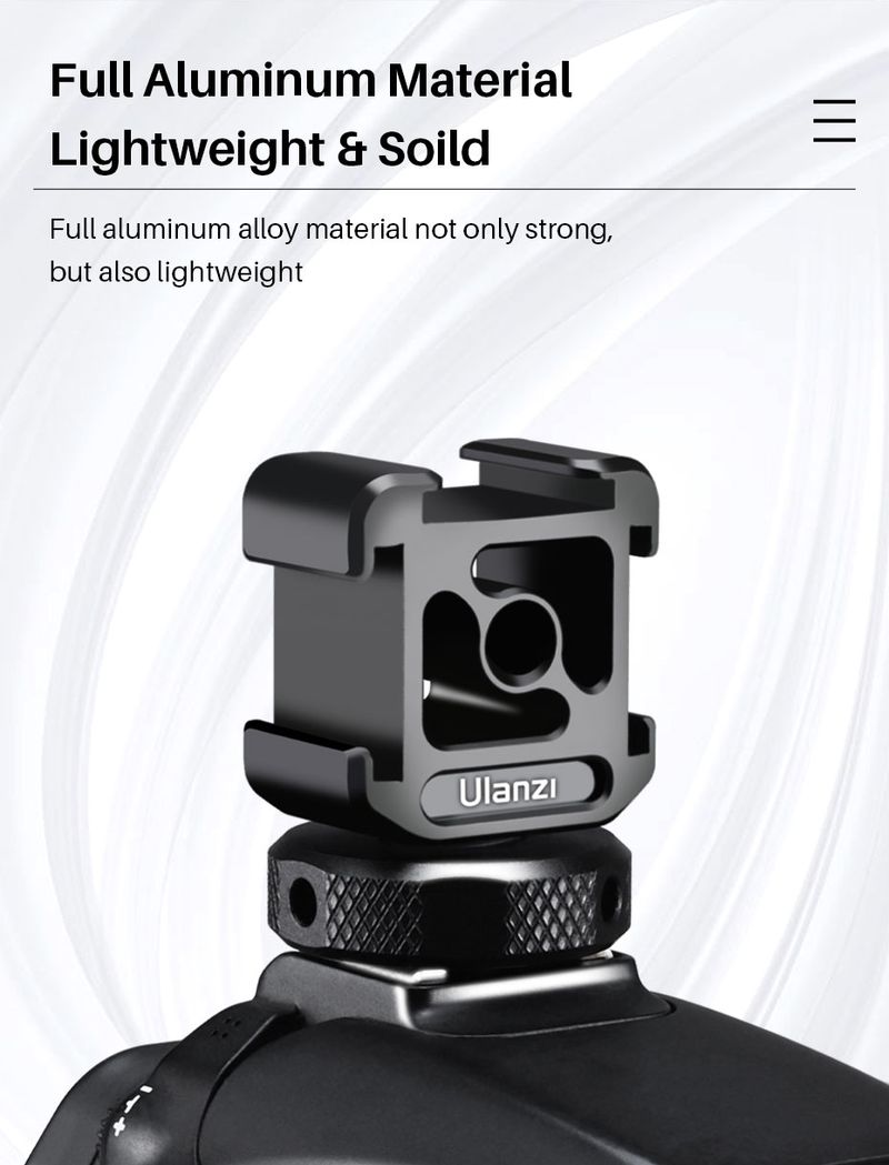 Ulanzi PT-12 Dreifach-Kaltschuh-Adapter mit 1/4 Zoll Schraubgewinde, Verlängerungsmikrofon, Fülllicht-Monitor, Magic Arm, DSLR-Kamera-Zubehör_voghion.com