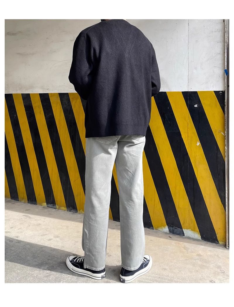 Men's Solid V-Neck Knit Cardigan - Lightweight Open Front Sweater For Autumn, Casual Loose Fit, Versatile Styling_voghion.com