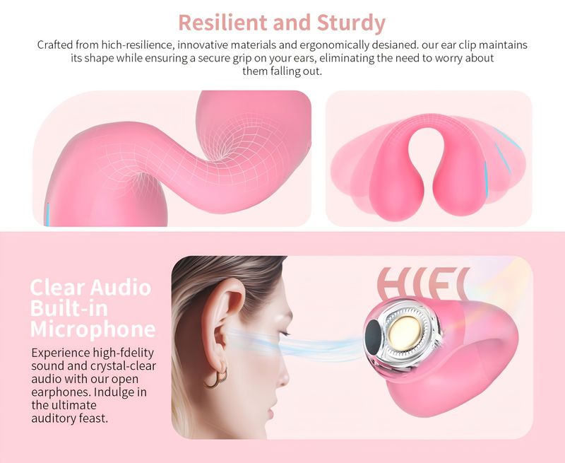 Słuchawki bezprzewodowe MOZC Open 5/4 z przewodnictwem kostnym, basem, stereo, ANC, ENC, redukcją szumów, mikrofonem Hi-Fi, o długiej żywotności, do użytku biznesowego i sportowego_voghion.com