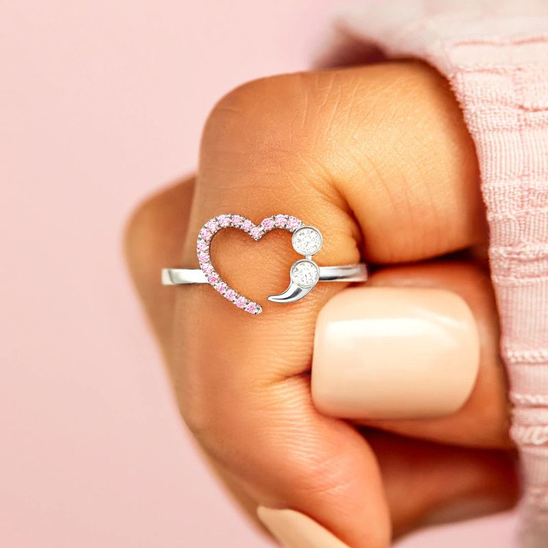 Anello da donna con diamanti, alla moda e semplice, a forma di cuore, per dito indice_voghion.com