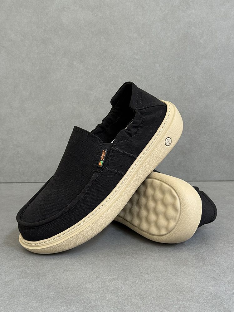 New Summer Men's Lightweight Thick Comfortable Canvas Soft Sole Breathable Casual Shoes Slip-On Loafers_voghion.com
