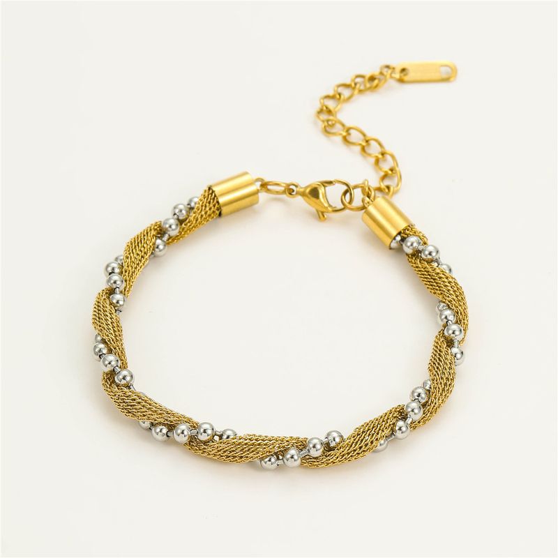 Hit Non Fading Gold Steel Bead Color Matching Twisted Chain Women's Light Luxury High End Titanium Steel Bracelet Bracelet_voghion.com