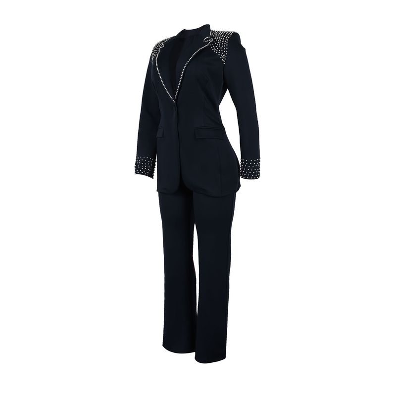 Dameskleding Pearl Lange mouwen Slim-fit Stretch Pak Tweedelige Set_voghion.com