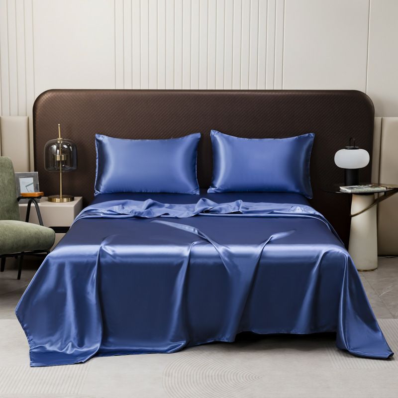 Set di biancheria da letto in raso jacquard - 4 pezzi di lusso con lenzuolo con angoli e federe, setoso e morbido, misura Queen/King_voghion.com