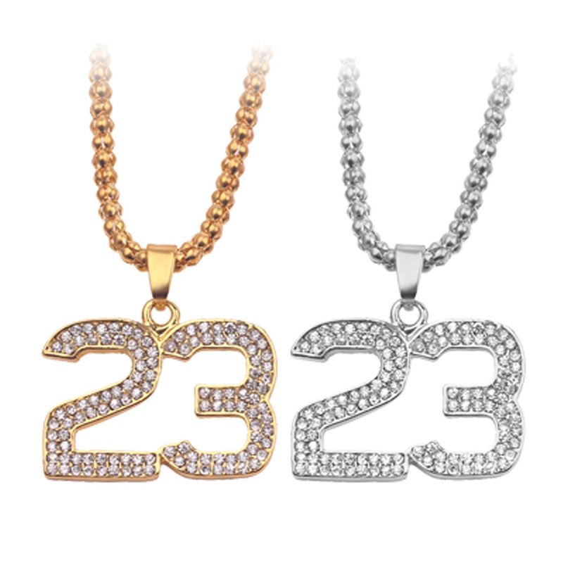 Collana con ciondolo a forma di numero e lettera, stile nuovo, accessori alla moda per uomo Hip-Hop_voghion.com