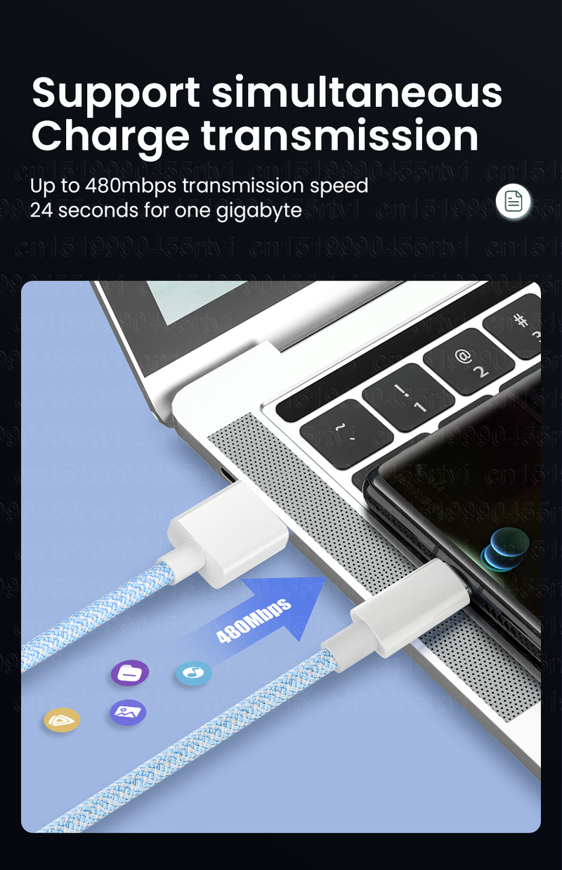 Câble USB Type C 66W 6A pour Huawei P40 100W, pour Honor 50 Pro, charge rapide, cordon de chargeur USB-C pour Samsung_voghion.com