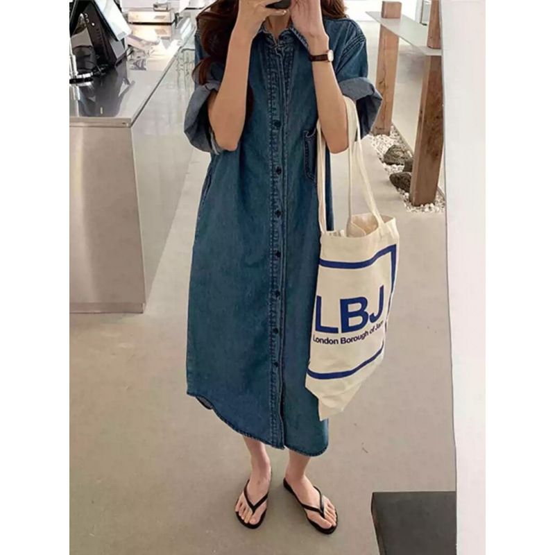 Gonna in denim larga e larga coreana, nuova estate 2025, abito da donna lungo, alto e sottile, di media lunghezza_voghion.com