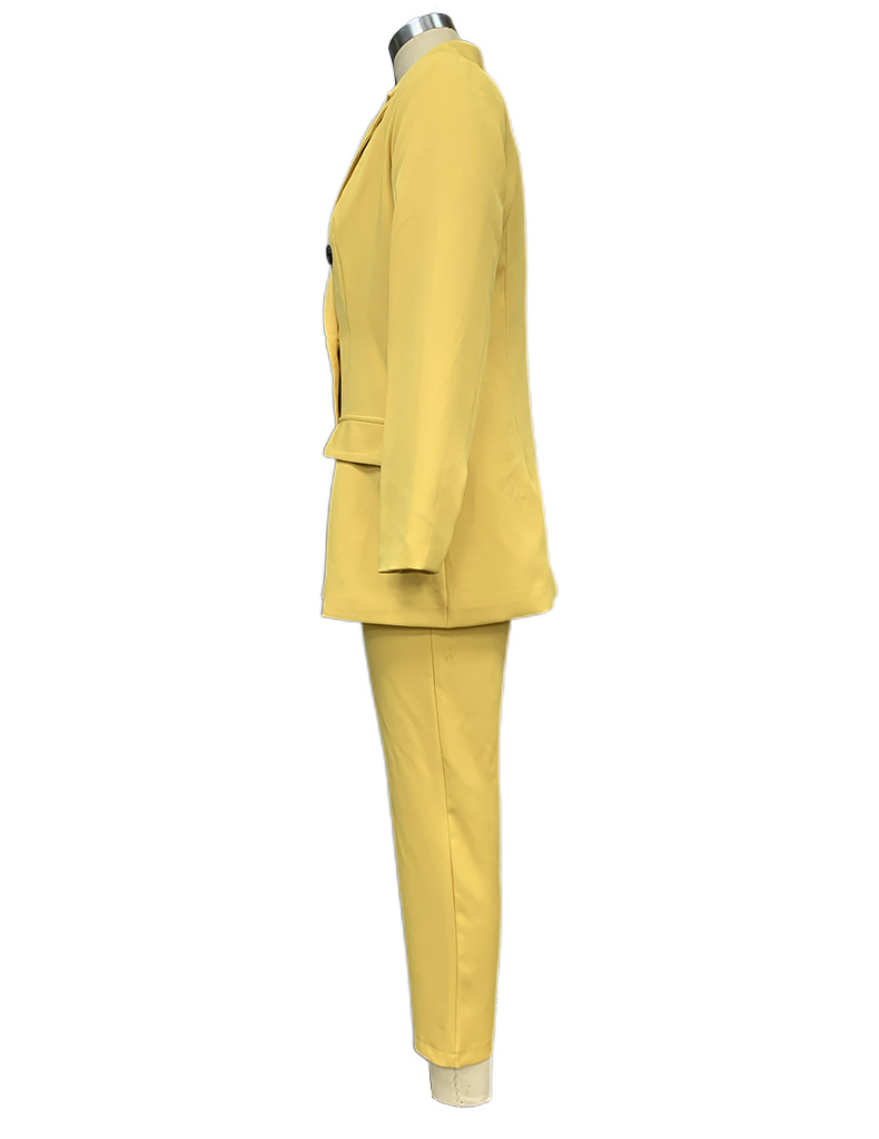 GraceChic FD1452 2024 Spring Autumn New Fashionable Women's Solid Color Lapel Blazer And Jogger Pants Two-Piece Set_voghion.com