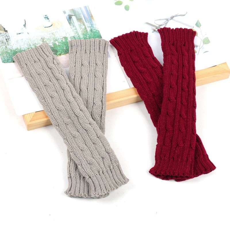 Unisex Twist 8-stellige Handschuhe Herren und Damen gleiche Wolle fingerlose Manschette gestrickt warm mittellang_voghion.com