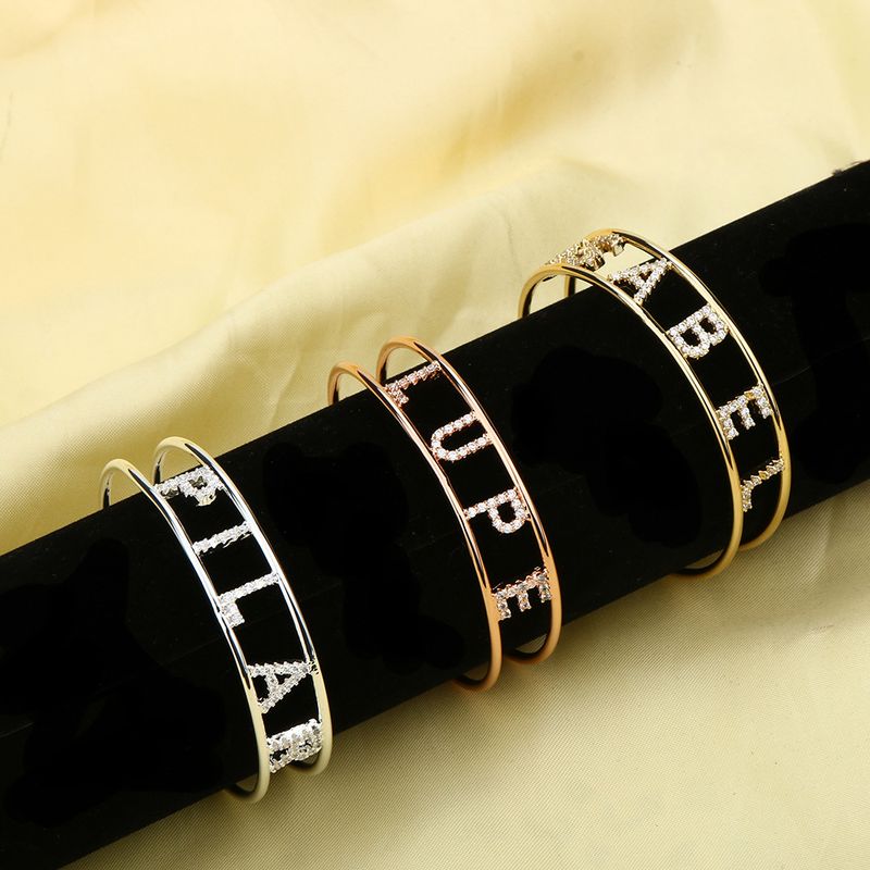 Hot Selling Stainless Steel Custom Zircon English Letter Name Bracelet Women's Jewelry Gift_voghion.com