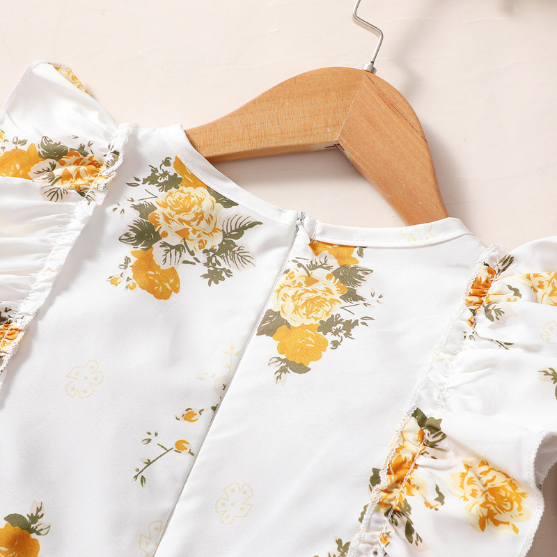 Beebide riided Suvine beebitüdruku prinditud volangidega kombinesoon naiste aare lillevöö varrukateta kombinesoon tide_voghion.com