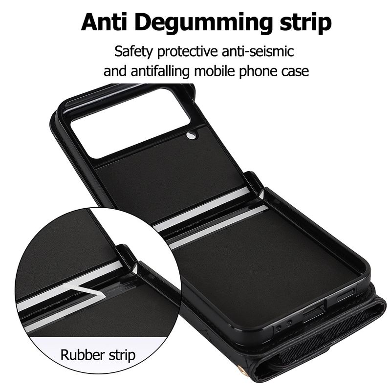 Z Flip4 5 Crossbody składany futerał na telefon skórzany pokrowiec akordeonowy odpowiedni do małego etui ochronnego na telefon Flip6_voghion.com