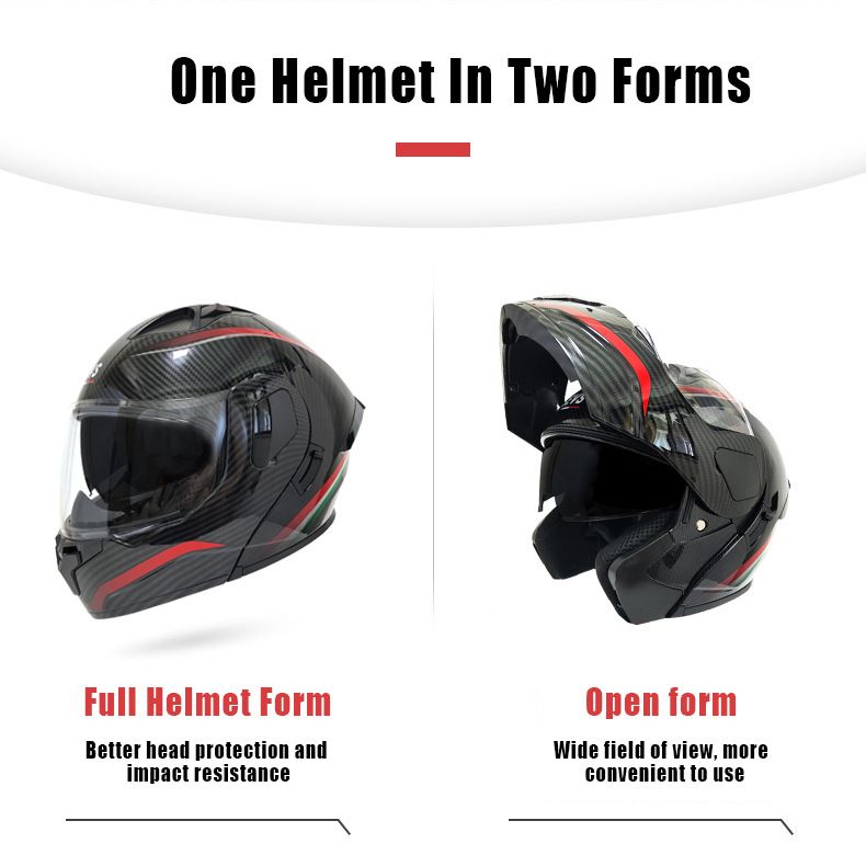 Flip-Up Motorcycle Helmet With Dual Visor, Large Spoiler & Bluetooth – DOT Certified For E-Bike & Scooter Riders_voghion.com