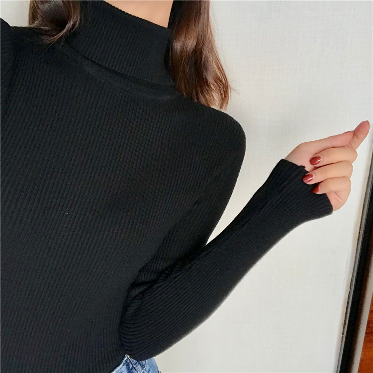 2023 herbst Winter Dicken Pullover Frauen Gestrickte Rippen Pullover Pullover Langarm-rollkragenpullover Schlank Jumper Weiche Warme Pull_voghion.com