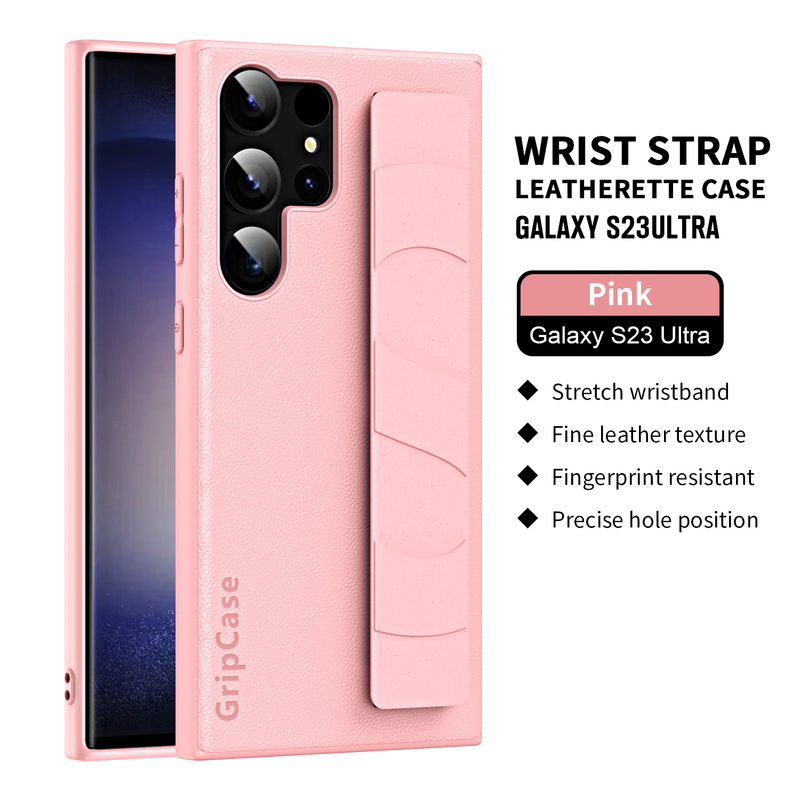 Funda de teléfono de cuero de moda de lujo para Samsung Galaxy S22 S22Plus S22Ultra S23 S23Plus S23Ultra soporte de correa de muñeca cubierta trasera a prueba de golpes_voghion.com