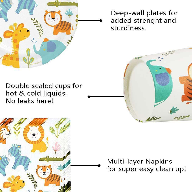 Nuevos accesorios para fiesta de cumpleaños de niños del zoológico de la selva tropical, vasos de papel, platos, manteles, artículos de decoración_voghion.com