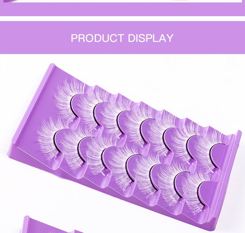 Baltos dirbtinės cheminio pluošto blakstienos, festivalio scenos makiažo blakstienos, 7 poros, sandėlyje_voghion.com