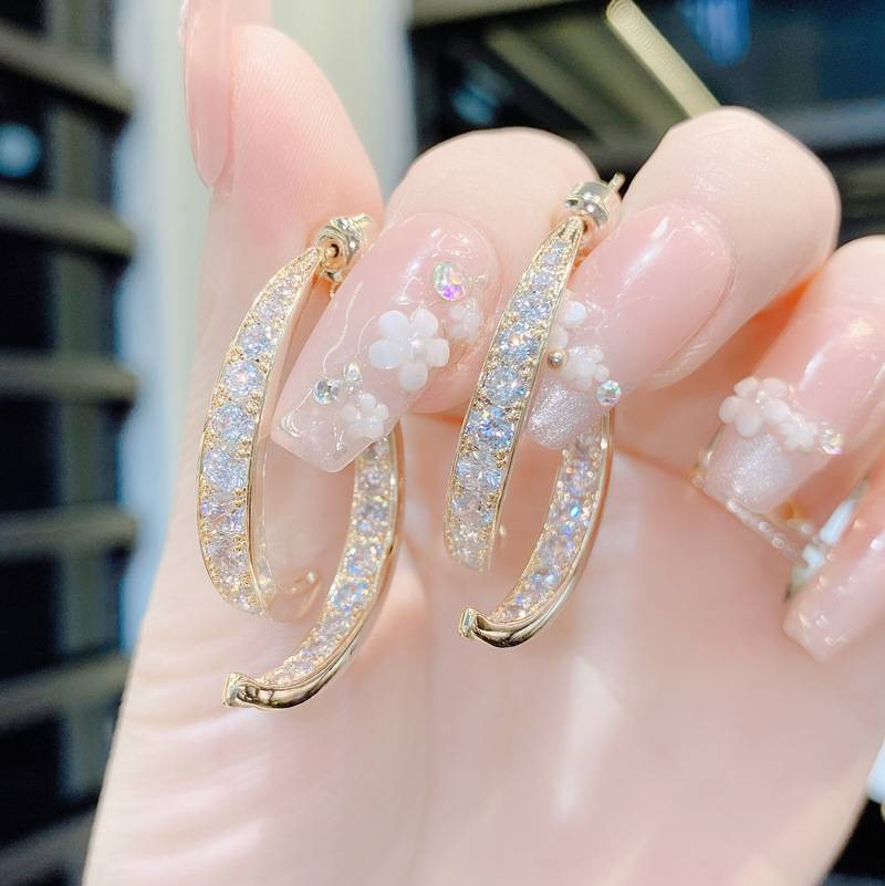 Orecchini da donna con diamanti a doppio strato irregolari, stile INS, con perforazione, regalo di amicizia per ragazze alla moda_voghion.com
