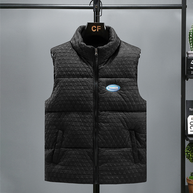 Herrenbekleidung Modemarke Stehkragenweste Männer Herbst und Winter dicke Weste Weste Jugendtrend Freizeit warme Baumwollweste_voghion.com
