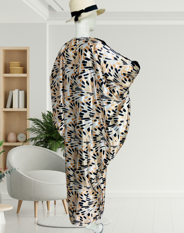Vestido muçulmano estampado com patchwork, promoção, solto, estampado, lantejoulas, decote em V_voghion.com